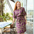 Atelier Jupe - 100% Viscose - Khaki Viscose with Purple Flowers